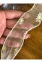 Ecru Daisy Patterned Tulle Strip Sewing Clothing Accessory - 5 cm (1 Meter) - 2
