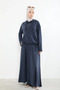Pat Detail Skirted Suit-Navy Blue - 2