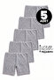 Girl's 5-Piece Gray Cotton Lycra Long Boxer Tights Body-Hugging Stretch Fabric - 8254-5