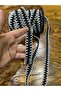 Black and White Patterned Knitted Tricot Stitching Accessory Width 2 cm (1 Meter) - 3