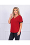 Plus Size V-Neck Cotton Blouse with Lace Detail on Sleeves - 6
