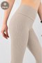 Sara Women's Beige Extra High Waist Winter Ribbed Fleece Lined Shapewear Leggings