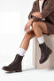 Women's Genuine Leather Boots Lace-up Zippered Kafle brown - 2