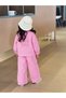 My Little Girl's Cicileri Modern Butterfly Detailed Denim Jacket Girl's Suit - Pink - 3