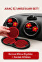 Red In-Car Accessory Set – Air Conditioner Decorative Flower & Coaster Set of 6 - 3