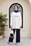 Daisy Embroidered Round Neck Combed Cotton Tunic -White - 4
