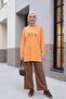 Daisy Embroidered Round Neck Combed Cotton Tunic - Orange - 4