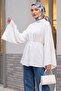 Hakim Collar Belted Lined Spanish Sleeve Oversize Lyocell Tunic -White