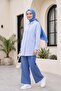 Striped Linen Look Shirt with Buttons - Blue - 3
