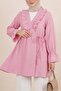 Ruffled Front Tie Crinkle Kimono -Pink - 3