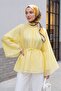 Hakim Collar Belted Lined Spanish Sleeve Oversize Lyocell Tunic - Yellow - 3