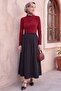 Half Thigh Gathered Sandy Blouse - Burgundy - 4