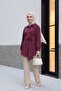 Waist Tie Fit Crinkle Shirt - Burgundy - 4