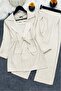 Linen Look Suit with Caped Tunnel Bridge Jacket - Beige
