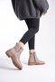 Women's Victor Beige Suede Zipper Detailed Short Ankle Boots - 2