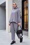 Drawstring Front Trousers Ayrobin Loose Fit Set -Grey - 4