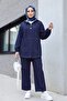 Hooded Half-Buttoned Kangaroo Pocket Jeans Set -K.Laci