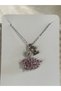 316L Steel Pink Zircon Stone Swan E Letter Necklace - 2