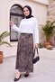Leopard Pattern Elastic Waist Scuba Skirt -Ecru - 3