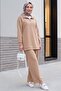 Half-Zip High-Neck Combed Cotton Suit - Mink - 4