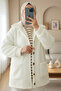 Buttoned plush jacket with pockets - ecru
