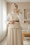 Cross Buttoned Vest Skirt Double Set -Beige - 5