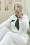 Scarf with Leopard Emblem 3 Thread Sweat -White