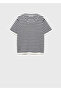 Striped short-sleeved sweater - 3