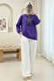 Scarf with Leopard Emblem 3 Thread Sweat -Purple