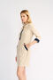Summer Beige-Navy Blue Linen Dress