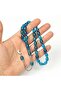 Sky Blue Steel Tassel Clasp Amber Prayer Beads (7*11 mm) - 6