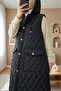 Covered pocket quilted vest - black