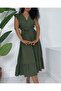 Frilled Shoulders, Zero Sleeves, Elastic Waist, Lace-up Ayrobin Dress - 3