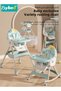 Baby High Chair for Toddlers, Foldable Children Highchairs, Kids Dining Chair, Infant Feeding Booster Seat, Babies Rocker with Footrest, Backrest, 4 Wheels and Removable Tray - 2