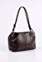 Women's Bitter Brown Shiny Textured Knot Detailed Wide Inner Volume Adjustable Cross Strap Shoulder Bag