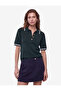 Striped Contrast Short Sleeve Buttoned Polo Collar Knit Sweater - 2