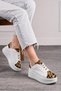 Daily Women's White Sneaker Lace-Up Lightweight Thick High-Sole Leopard Detailed Sports Shoes 065 - 2