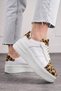 Daily Women's White Leopard Leopard Sneaker Lace-Up Lightweight Thick High Sole Walking Sports Shoes 065 - 5