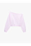 Long Sleeve Three Thread Asymmetric Boat Neck Off Shoulder Sweatshirt - 6