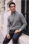 Bardem Braided Half-Zip Men's Knit Sweater - Smoked - 3
