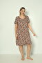 Women's Plus Size Viscose Combed Cotton Fabric Patterned Nightgown 13686 - 5