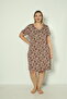 Women's Plus Size Viscose Combed Cotton Fabric Patterned Nightgown 13686 - 3