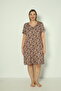 Women's Plus Size Viscose Combed Cotton Fabric Patterned Nightgown 13686 - 4