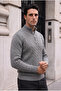 Bardem Braided Half-Zip Men's Knit Sweater - Smoked - 4