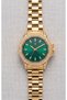 Women's Watch 32 mm Gold Color Green Dial Stone Bezel Stylish Steel Wristwatch - 2