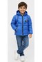 Boy's Vintage Embroidered Blue Color Puffer Coat with Removable Hood and Zipper Pockets - 5