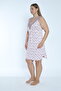 Women's Viscose Combed Cotton Fabric Zero Sleeve Lace Detailed Nightgown / Coffee - Pink 10548 - 3