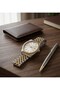 Men's Wristwatch 42 mm Double Color Steel Band Classic Quartz Watch with Calendar - 4