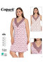 Women's Viscose Combed Cotton Fabric Zero Sleeve Lace Detailed Nightgown / Coffee - Pink 10548