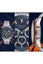 Milano Men's Wristwatch 40 mm Steel Band Navy Blue Dial Orange Detail Calendar 3 Atm - 5